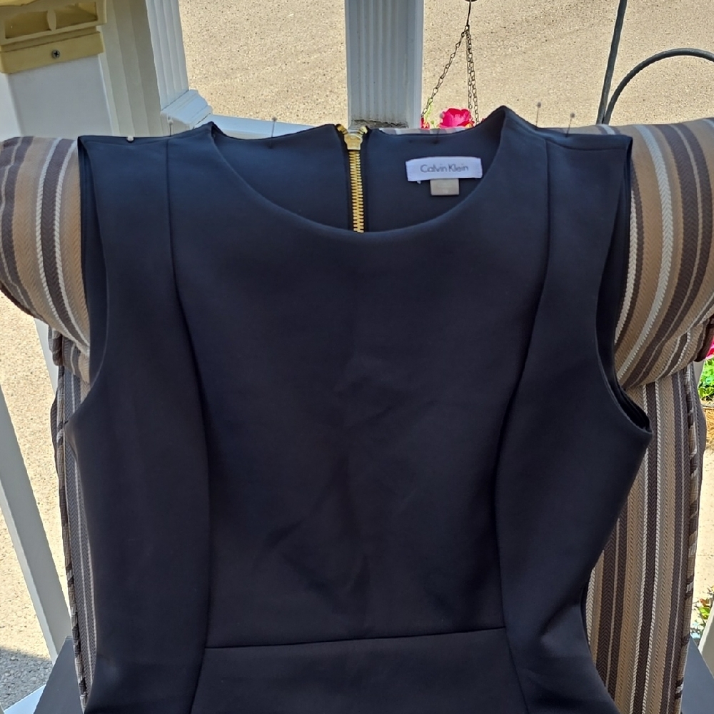 Calvin Klein Black Ribbed Sheath Midi Dress - Picture 3 of 13